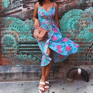 Zara Floral Midi Wrap Dress